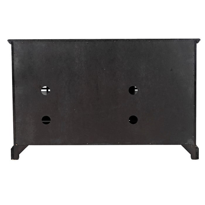 Wooden Media Unit with 2 Drawers and 3 Doors with X Motif Details, Brown
