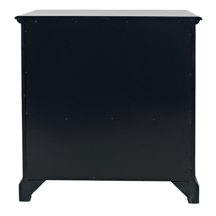 Wooden 2 Door Accent Chest with Single Drawer and X Motif Details, Blue