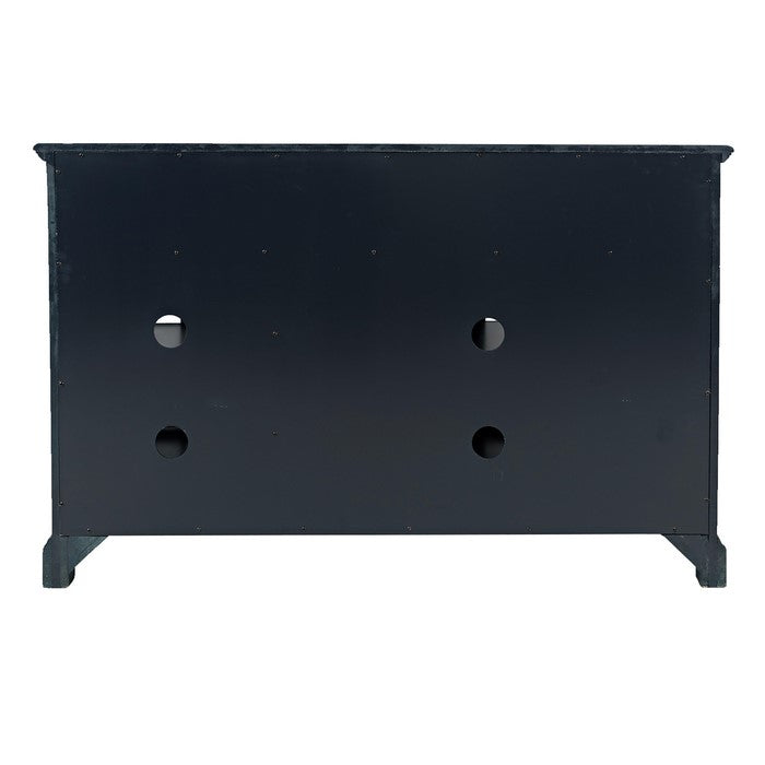 50 Inch Media Unit with 2 Drawers and 3 Doors with X motif details, Blue