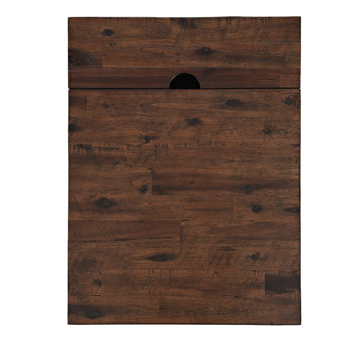 3 Drawer Wooden Chairside with 2 Power Outlets and 2 USB Ports, Brown