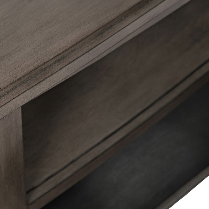 Wooden Sofa Table with 2 Drawer and 2 Open Shelf Storage, Gray