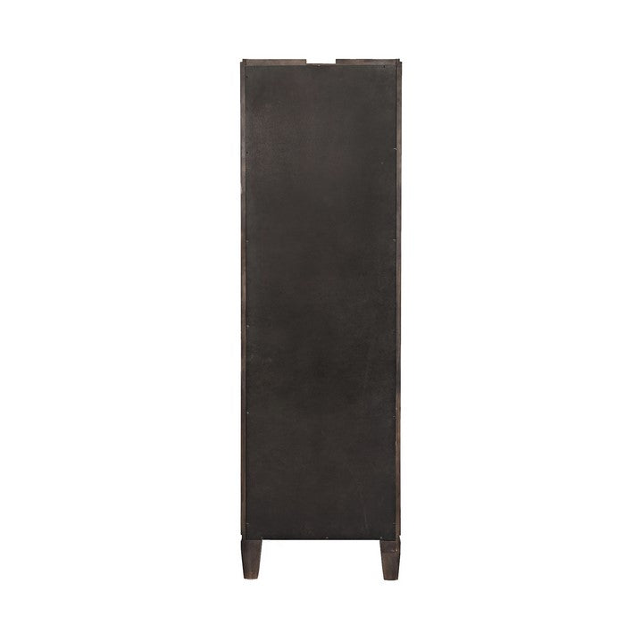 Transitional Wooden Bookcase with 2 Drawers and 2 Glass Shelves, Gray