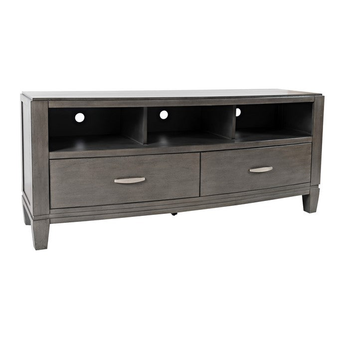 Wooden Media Unit with 2 Drawers and 3 Open Shelves, Small, Gray