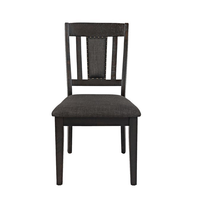 Chair with Fabric Padded Seat and Slatted Backrest, Set of 2, Gray