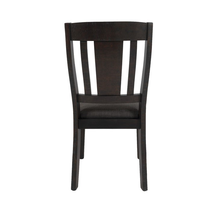 Chair with Fabric Padded Seat and Slatted Backrest, Set of 2, Gray