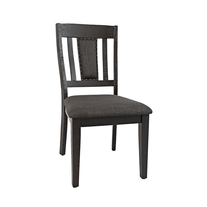 Chair with Fabric Padded Seat and Slatted Backrest, Set of 2, Gray
