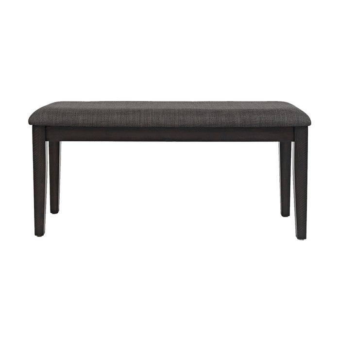 Farmhouse Style Bench with Cushioned Seat and Tapered Legs, Gray
