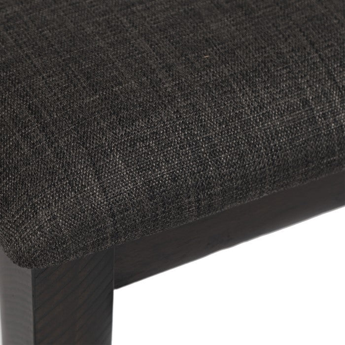 Farmhouse Style Bench with Cushioned Seat and Tapered Legs, Gray