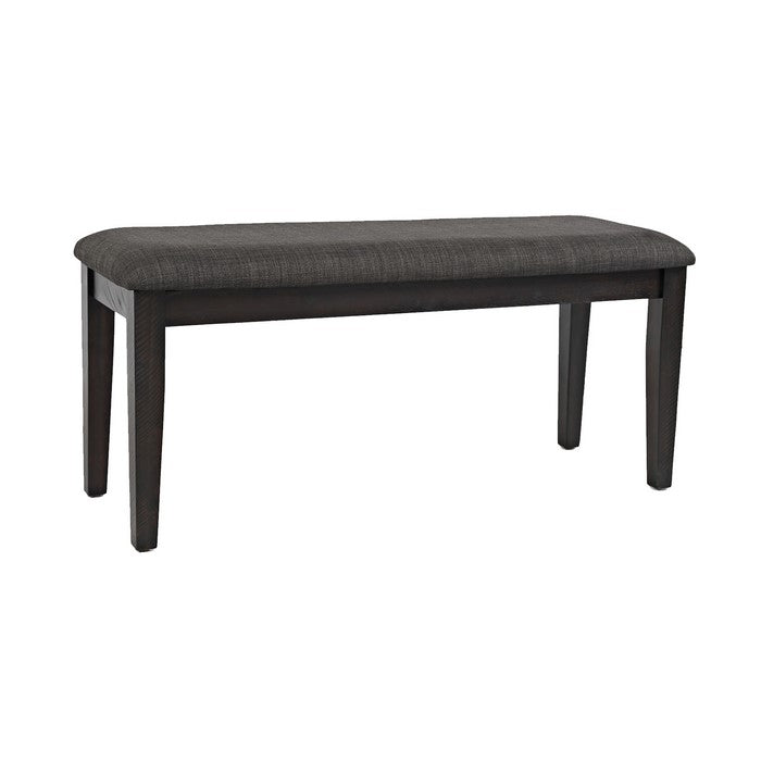 Farmhouse Style Bench with Cushioned Seat and Tapered Legs, Gray