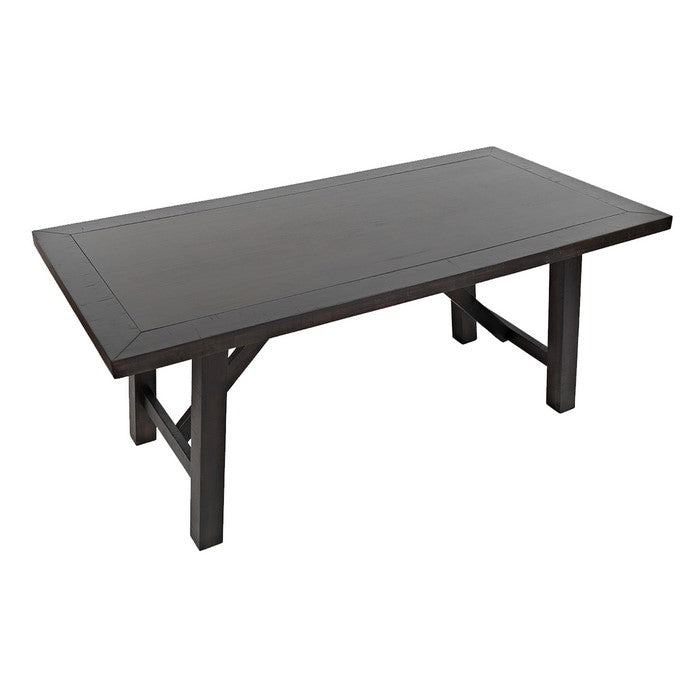 Farmhouse Style Trestle Dining Table with Block Legs, Weathered Gray
