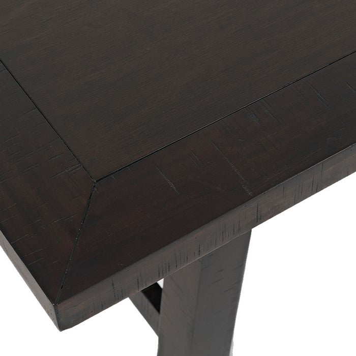 Farmhouse Style Trestle Dining Table with Block Legs, Weathered Gray