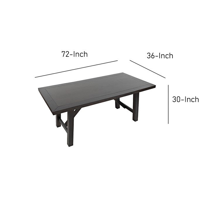 Farmhouse Style Trestle Dining Table with Block Legs, Weathered Gray