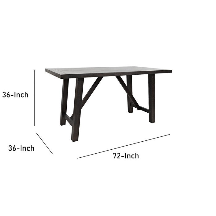 Farmhouse Style Trestle Counter Height Table with Block Legs, Gray