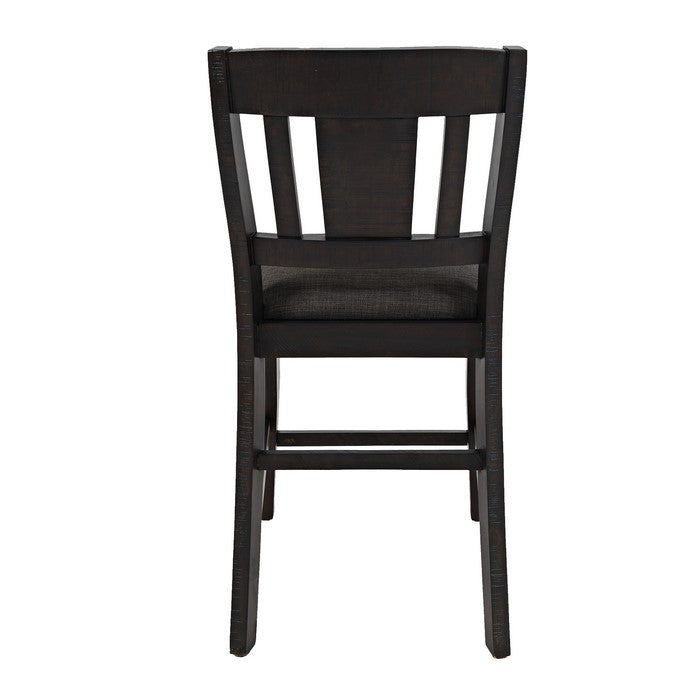 Stool with Fabric Padded Seat and Slated Backrest, Set of 2, Gray