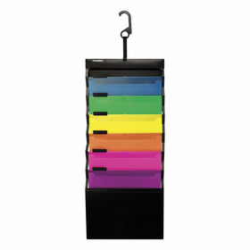 Pendaflex Hanging Organizer, All-in-1 Wall Organizer/Pocket Chart, Black with Bright Color Folders, Poly Carry Case, Letter Size (52891)