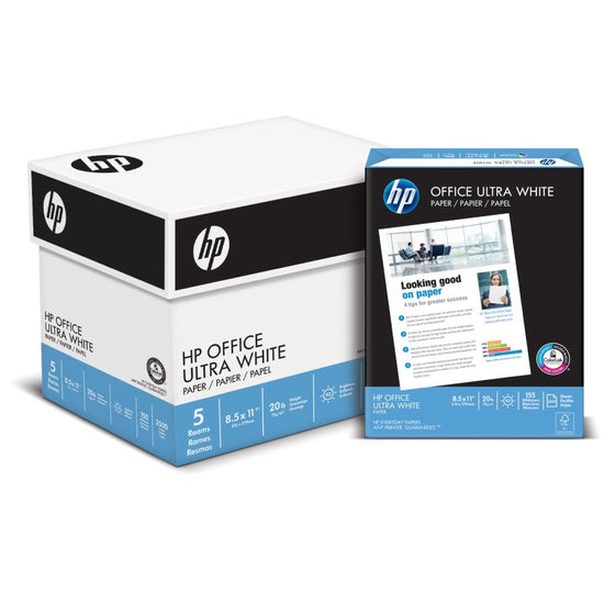 HP Printer Paper, Office20, 8.5 x 11, Letter, 92 Bright, 2,500 Sheets/5 Ream Carton (172160C) Made In The USA