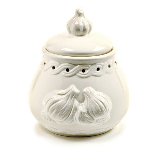 Norpro White Stoneware Garlic Keeper, Off-White