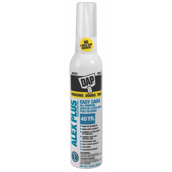 Dap 18725 Alex Plus White Easy Caulk 16-Ounce