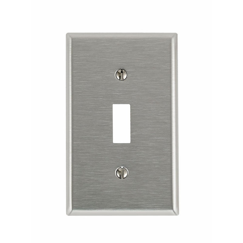Leviton 84001 1-Gang Toggle Device Switch Wallplate, Standard Size, Device Mount, Stainless Steel