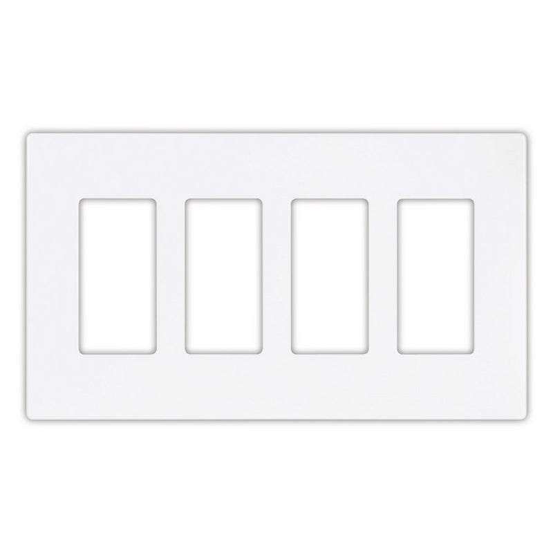 Eaton 9524WS ASPIRE Screwless Wallplate, 4-Gang, White Satin