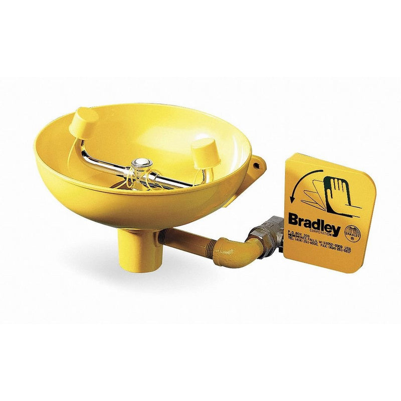 Bradley S19-220 Safety Eye/Face Wash with Plastic Bowl, Wall Mount, 0.4 GPM Water Flow, 15-1/2 Width x 14-19/32 Height