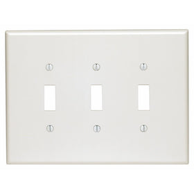 Leviton 88111 3-Gang Toggle Device Switch Wallplate, Oversized, Thermoset, Device Mount, White