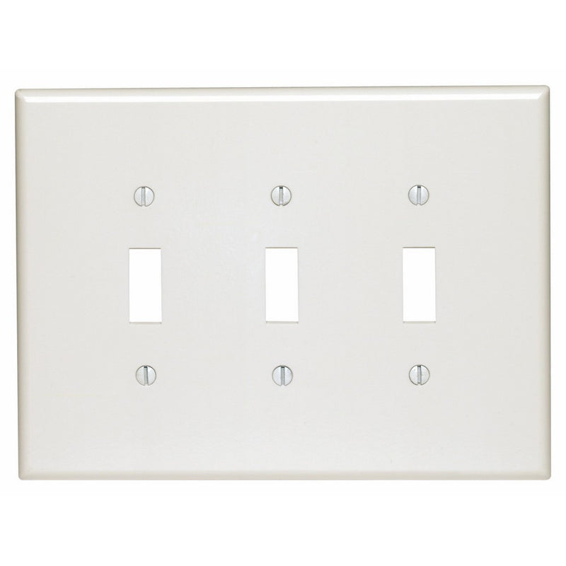 Leviton 88111 3-Gang Toggle Device Switch Wallplate, Oversized, Thermoset, Device Mount, White