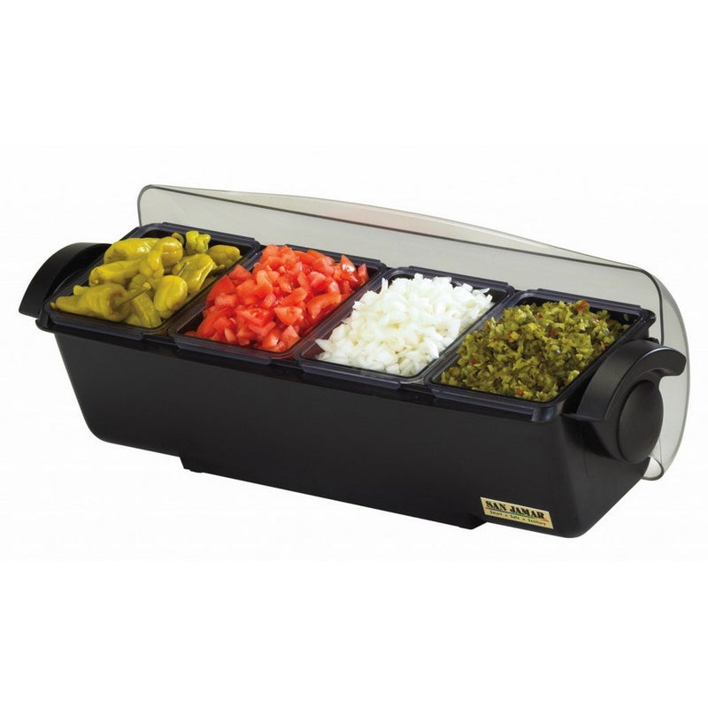 San Jamar BD4004 6 Piece The Dome Condiment Center, 6qt Capacity, 22" Length x 7-1/2" Width x 8-1/2" Height