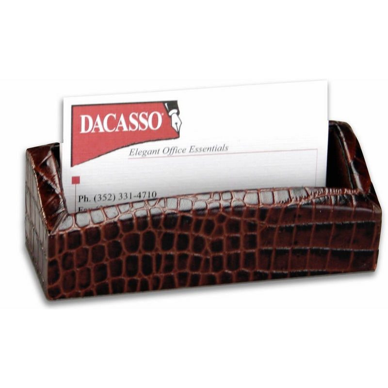 Dacasso Brown Crocodile Embossed Leather Business Card Holder