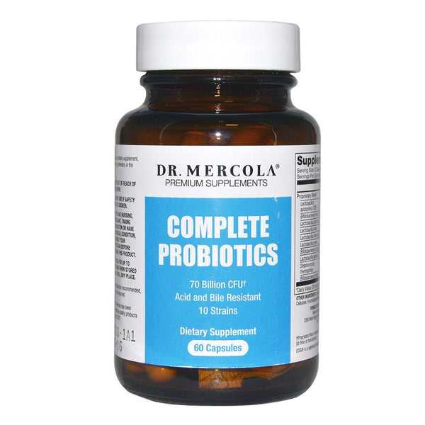 Dr. Mercola Complete Probiotics 60 Capsules - 30 Servings - Twice Daily Probiotic Supplement - 70 Billion CFU - Acid & Bile Resistant - Promotes Digestive Health and Supports Immune System