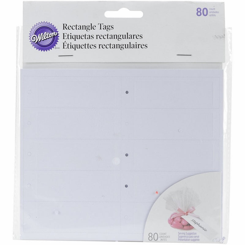 Wilton 1008-630 80-Pack Rectangle Tags, White