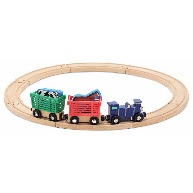 Melissa & Doug Farm Animal Wooden Train Set (12 pcs)