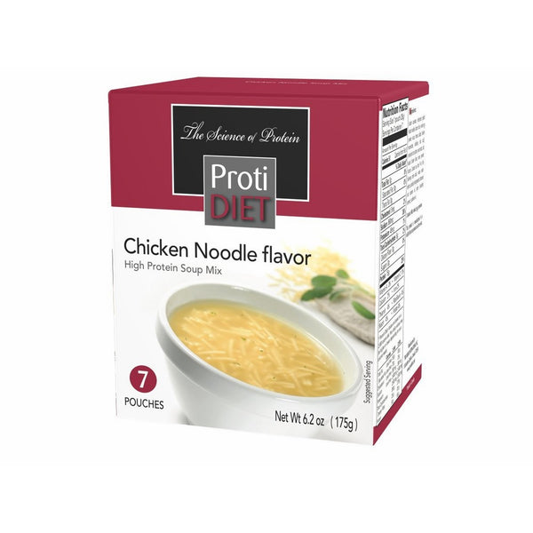 ProtiDIET Chicken Noodle Soup (7 Pouches), High Protein, Delicious Chicken Noodle Soup Mix, No Sugar Meal Replacement, No Trans Fat, 15G Protein, 90 Calories 6.2 oz