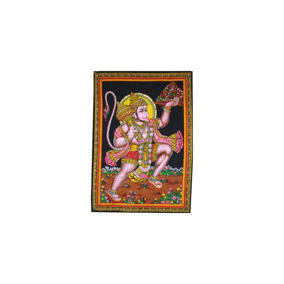 Huge Cotton Fabric Hanuman Monkey God Yoga 43" X 30" Tapestry