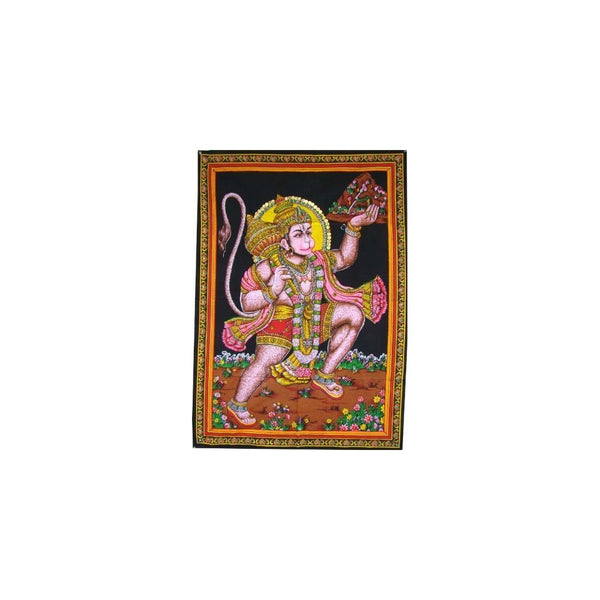 Huge Cotton Fabric Hanuman Monkey God Yoga 43" X 30" Tapestry