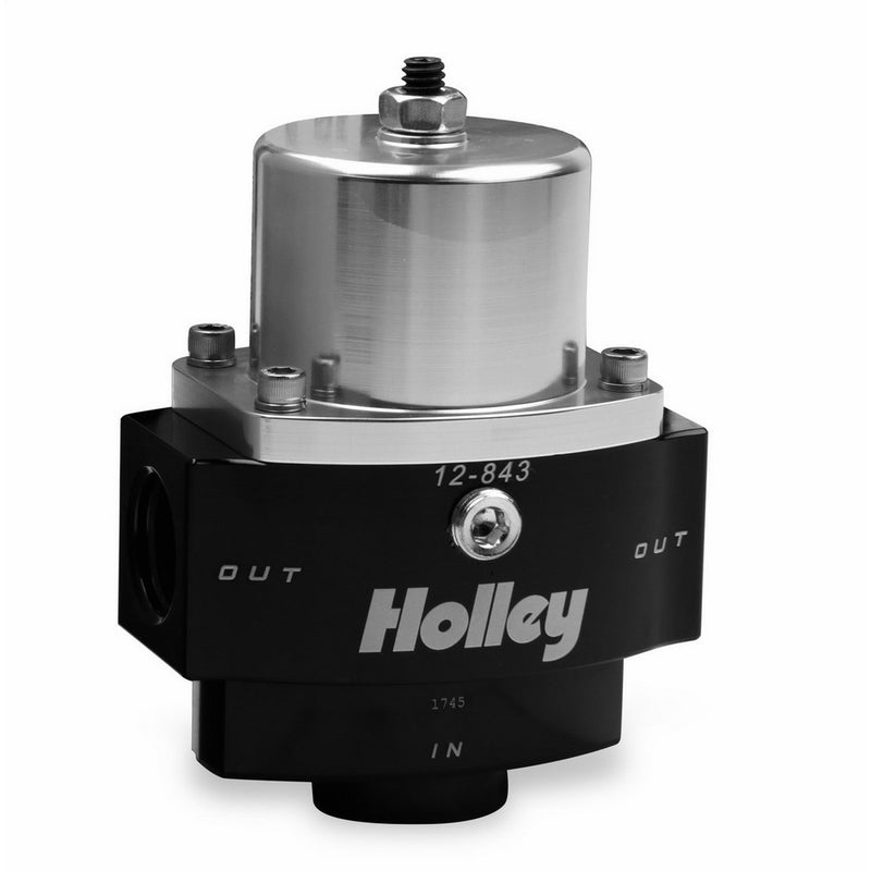 Holley 12-843 10AN Inlet / 2 x 8AN Outlet 4.5-9 PSI Adjustable Billet Fuel Pressure Regulator