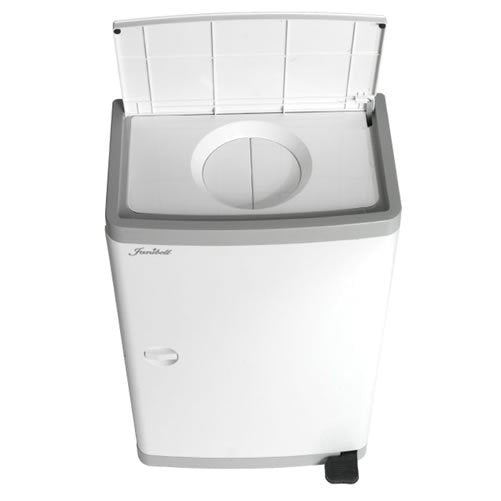 Janibell M400DS ABS 13-Gallon Commercial Diaper Disposal System with Extra Odor Control, Foot Pedal, Rectangular, 15-3/4" Width x 11-69/100" Depth x 25-1/5" Height, White / Gray