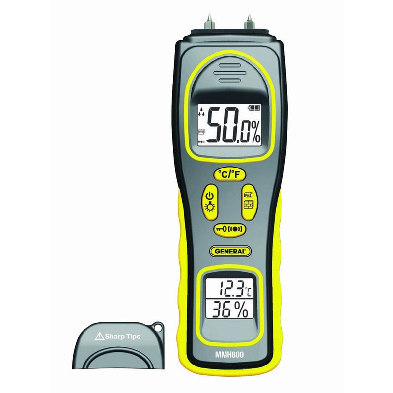General Tools MMH800 Moisture Meter, Pin Type or Pinless, Temperature and Humidity