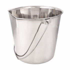Pro Select Stainless Steel Flat Sided Pails — Durable Pails for Fences, Cages, Crates, or Kennels - 6", 2-Quart