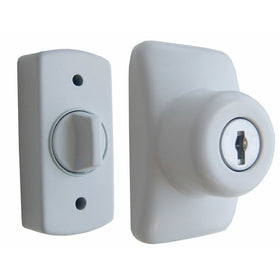 Ideal Security GL Keyed Deadbolt For Storm and Screen Doors Easy to Install White