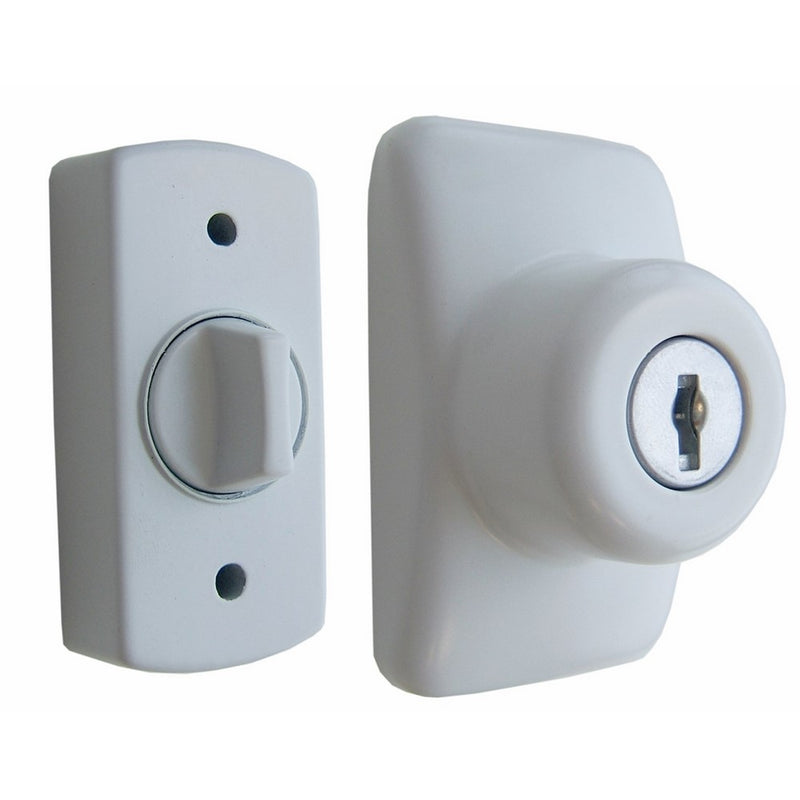 Ideal Security GL Keyed Deadbolt For Storm and Screen Doors Easy to Install White