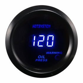 HOTSYSTEM Universal 2" 52mm Black OIL PRESSURE GAUGE DIGITAL BLUE LED