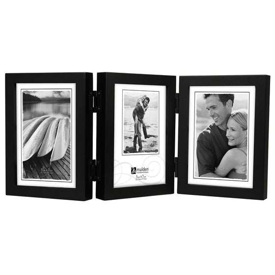 Malden International Designs Classic Concepts Vertical Black Wood Picture Frame, 3 Option, 3-5x7, Black