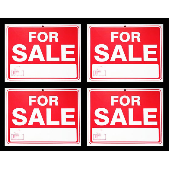 For Sale Sign 9 x 12 Inch - 4 Pack