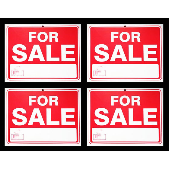 For Sale Sign 9 x 12 Inch - 4 Pack