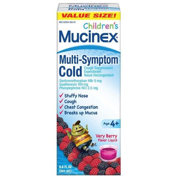 Mucinex Children's Multi-Symptom, Cold Relief Liquid, Very Berry, 6.8oz