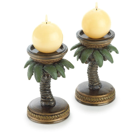 Gifts & Decor 2-Palm Tree Tropical Home Candleholder