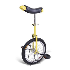 16" Yellow Unicycle Mountain Bike with Adjustable Seat and Quick Release