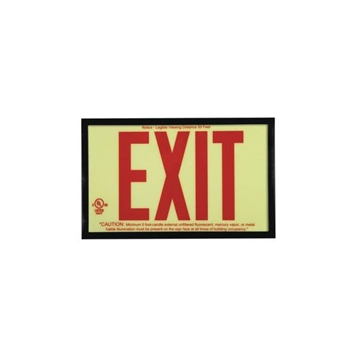 Exit Sign, 7-1/2 x 13In, GRN and R/BK, Exit