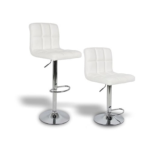 2 x PU Leather Hydraulic Lift Adjustable Counter Bar Stool Dining Chair White -Pack of 2 (150) Made By jersey seating